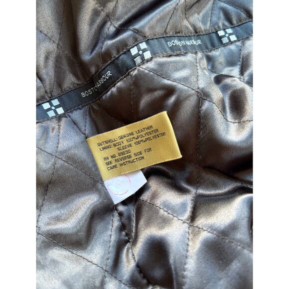 Vintage 90s Y2K Boston Harbour Men’s XL Brown Genuine Leather Jacket Motorcycle - Picture 8 of 9